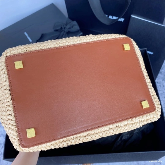 bucket bag-20*25*16CM Le 37 YSL leather-trimmed raffia 0717